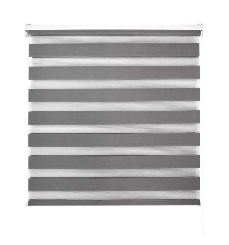 Decorblind | Double Layer Roller Blind Night and Day – Wall or Ceiling Installation, Measure 140 x 180 cm (Width x Length), Fabric 137 x 175 cm – Anthracite for Windows