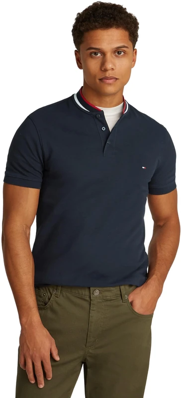 Tommy Hilfiger Men's Regular Fit Short Sleeve Polo Shirt, Blue (Desert Sky), S