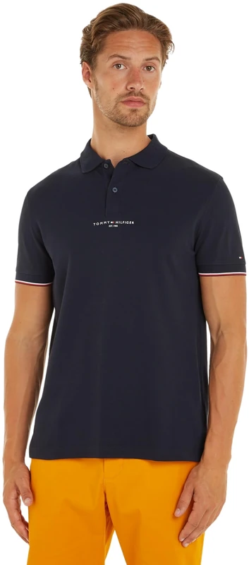 Tommy Hilfiger Men Tommy Logo Tipped Reg Polo S/S Polos, Blue, L