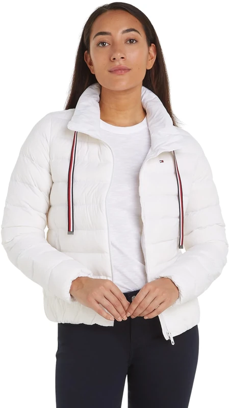 Tommy Hilfiger Women Down-filled Jacket Packable Padded Winter, White (Th Optic White), XL
