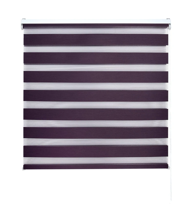 Decorblind Double Layer Roller Blind Night and Day Installation Wall or Ceiling, Blind Size: 120 x 180 cm Width x Length/Fabric Dimensions: 117 x 175 cm – Violet Blind, Night and Day Window Blind