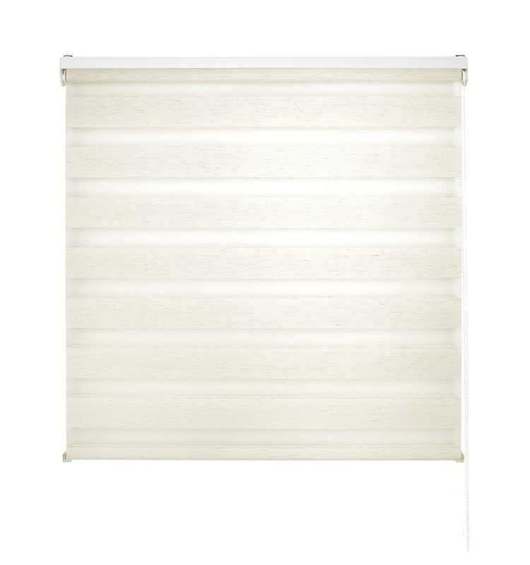 Decorblind | Double Layer Roller Blind Night and Day - Wall or Ceiling Installation, Measure 100 x 250 (Width x Length), Fabric 97 x 245 - Ecru Colour, For Window