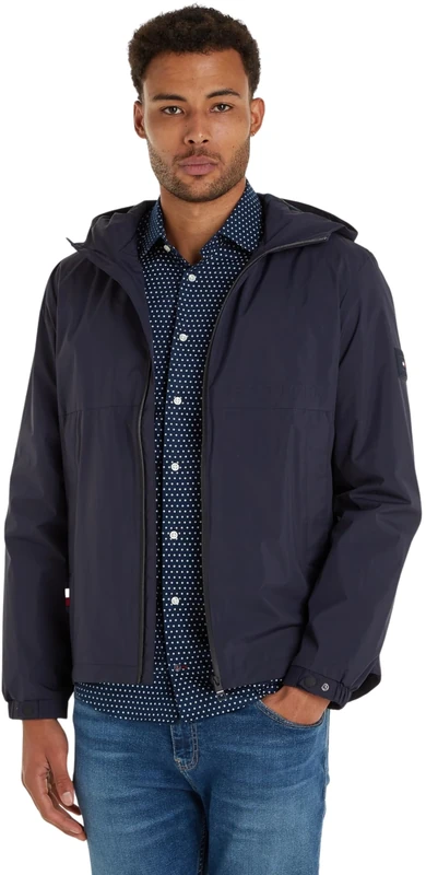 Tommy Hilfiger Men's Portland Hooded Jacket Mw0mw34456 Woven Jackets, Blue (Desert Sky), M