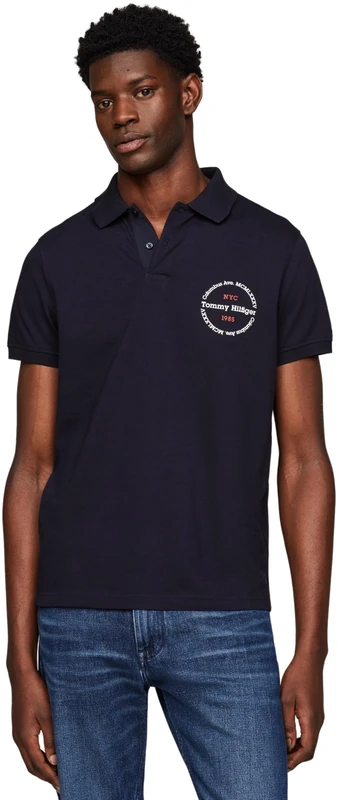 Tommy Hilfiger Men's Hilfiger Roundle Reg Polo Mw0mw34740 S/S Polos, Blue (Desert Sky), L