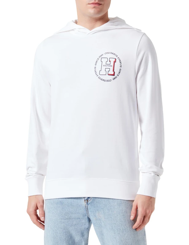 Tommy Hilfiger Men's HILFIGER H ROUNDEL HOODY White M
