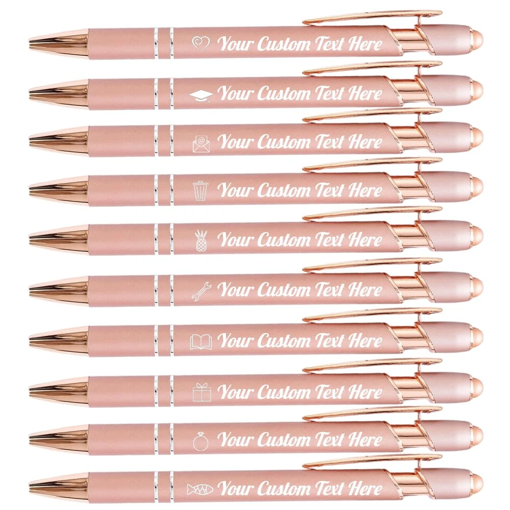 Dhykeran Personalized Ballpoint Pens with Stylus Tip Customized Name Logo Pen for Business Graduation Anniversaries Great Gift Pens