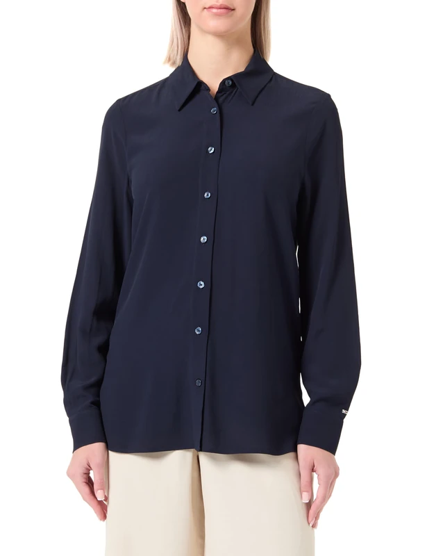Tommy Hilfiger Women Blouse Crepe Shirt Elegant, Blue (Desert Sky), 38