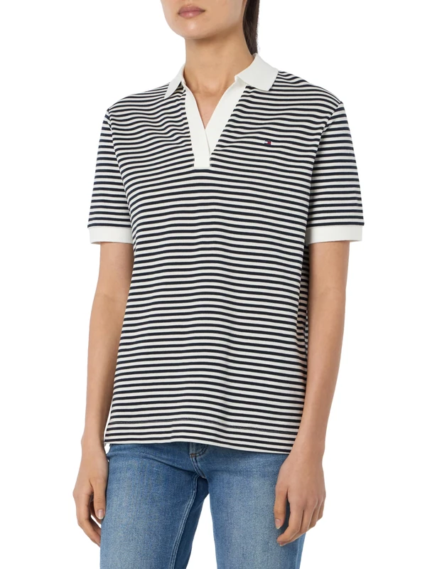 Tommy Hilfiger Women RLX Open Placket Lyocell Polo Ss S/S Polos, White, XS