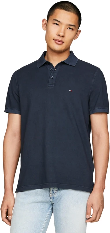 Tommy Hilfiger Men's Garment Dye Reg Polo Mw0mw34757 S/S Polos, Blue (Desert Sky), M