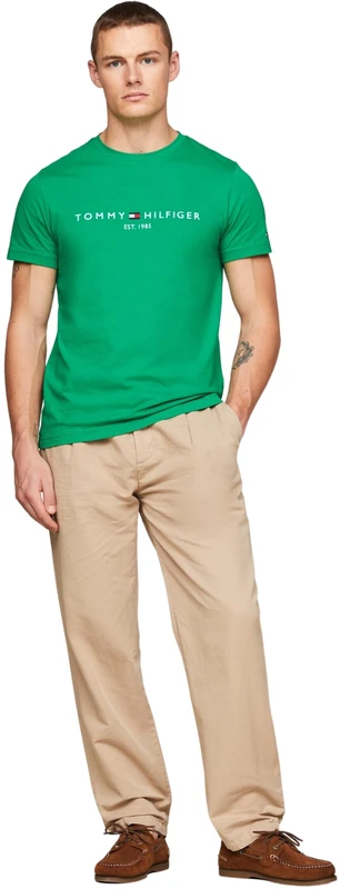 Tommy Hilfiger Men's Tommy Logo Tee Mw0mw11797 S/S T-Shirts, Green (Olympic Green), XS