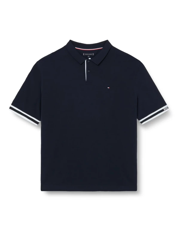 Tommy Hilfiger Men's Bt - Monotype Cuff Slim Fit Polo Mw0mw36073 S/S Polos, Blue (Desert Sky), XXL