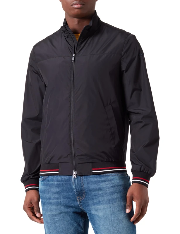 Geox Men's M Jharrod Bomber Jacket, Black/White red, 46