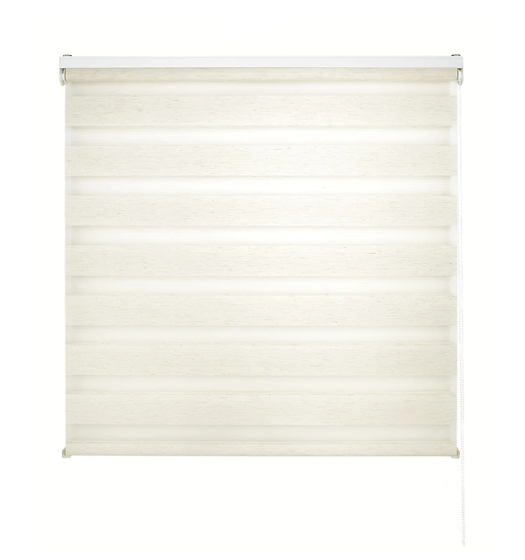 Decorblind | Double Layer Roller Blind Night and Day – Wall or Ceiling Installation, Measure 130 x 180 cm (Width x Length), Fabric 127 x 175 – Ecru, For Window