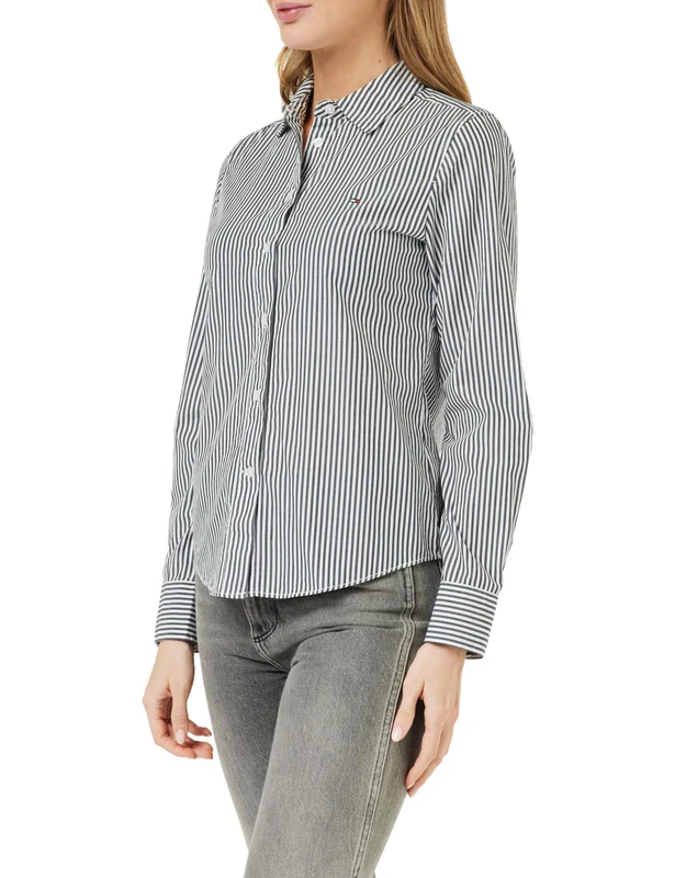 Tommy Hilfiger Women Shirt Essential STP Regular Leisure Top, Blue (Ithaka STP/Desert Sky), 32