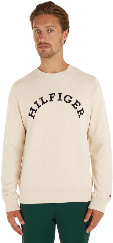 Tommy Hilfiger Men's Hilfiger Arched Htr Sweatshirt Mw0mw34448 Sweatshirts, Brown (Calico Heather), XL