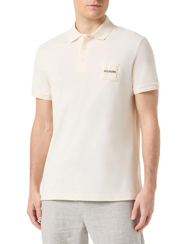 Tommy Hilfiger Men's Boucle H Embro Reg Polo Mw0mw34771 S/S Polos, Beige (Calico), XL