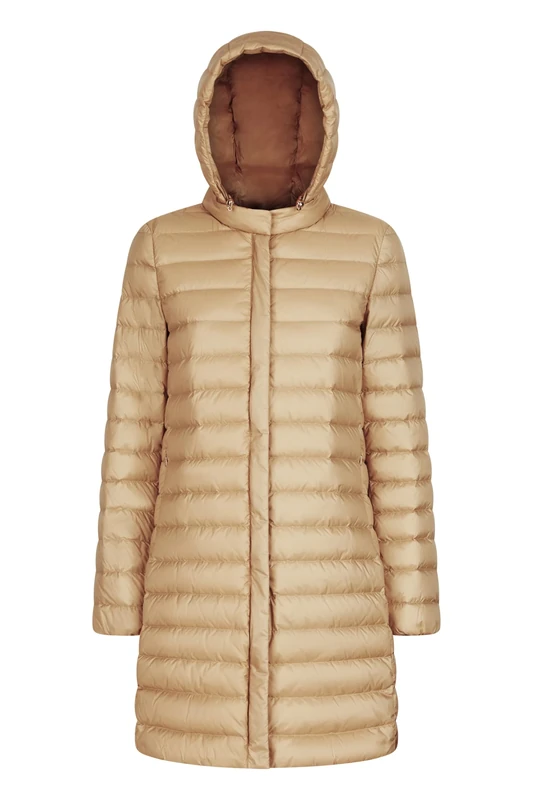 Geox Women's W Jaysen Long Parka Jacket, Brown Rice, XS