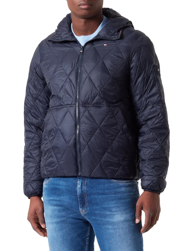 Tommy Hilfiger Men's Cl Hooded Quilted Jacket Mw0mw34953 Woven Jackets, Blue (Desert Sky), XL