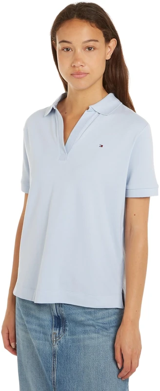 Tommy Hilfiger Women RLX Open Placket Lyocell Polo Ss S/S Polos, Blue, L