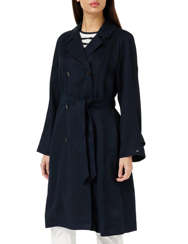 Tommy Hilfiger Women's TENCEL BLEND Fluid Trench - Desert Sky