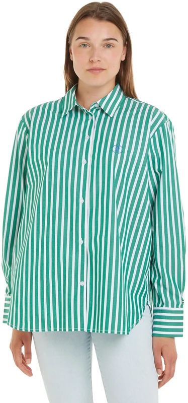 Tommy Hilfiger Women Long-Sleeve Shirt, Green (Bold STP/Olympic Green), 38