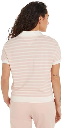 Tommy Hilfiger Women's RLX Lyocell SMD Polo Ss Ww0ww41889 S/S Polos, Pink (Breton Ecru/Whimsy Pink), S