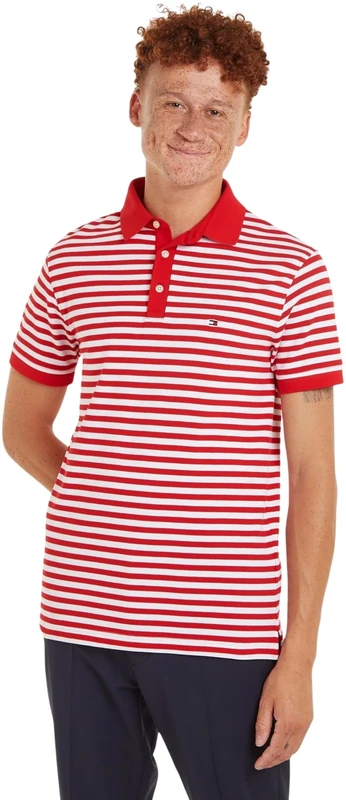 Tommy Hilfiger 1985 Slim Polo S/S Polos Men's, Red (Primary Red/White), L