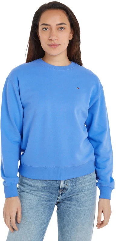 Tommy Hilfiger Women's REG FLAG ON CHEST SWTSHRT Blue Spell XXS