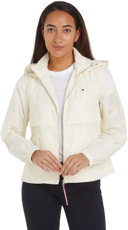 Tommy Hilfiger Women Jacket Windbreaker for Transition Weather, White (Calico), XS