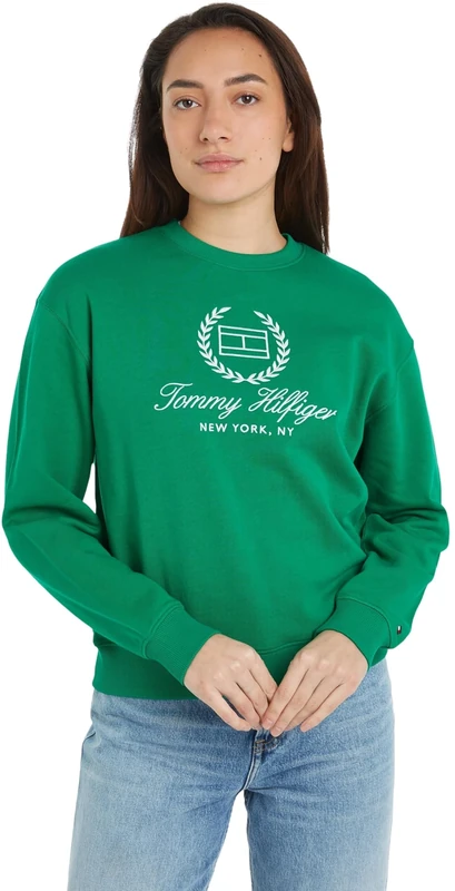 Tommy Hilfiger Women Sweatshirt without Hood, Green (Olympic Green), M