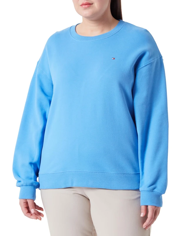 Tommy Hilfiger Women's CRV REG Flag ON Chest SWTSHRT Blue Spell 52