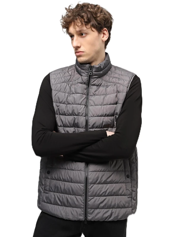 Geox Men's M Kennet Vest Jacket, Smoked Pearl, 48
