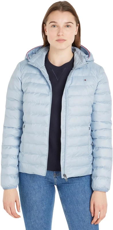 Tommy Hilfiger Women's Global Stripe Transitional Padded Jacket, Blue (Breezy Blue), S