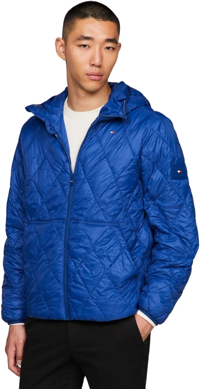 Tommy Hilfiger Men's Hooded Quilted Jacket - Blue, M