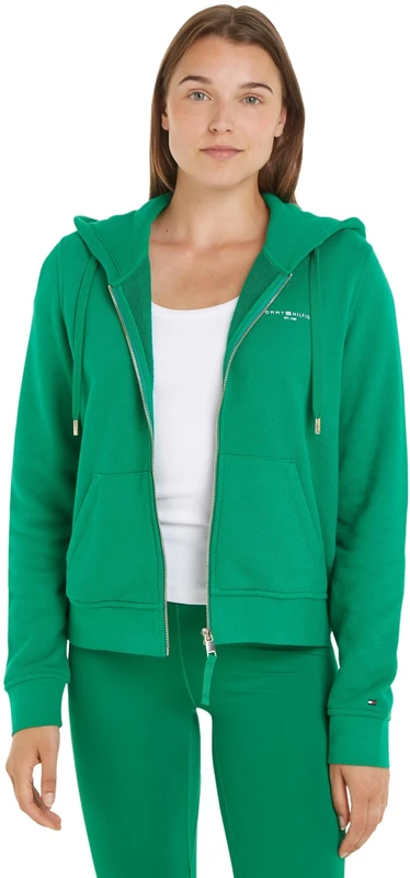 Tommy Hilfiger Women 1985 Hoodie with Zip, Green (Olympic Green), S - Image 1
