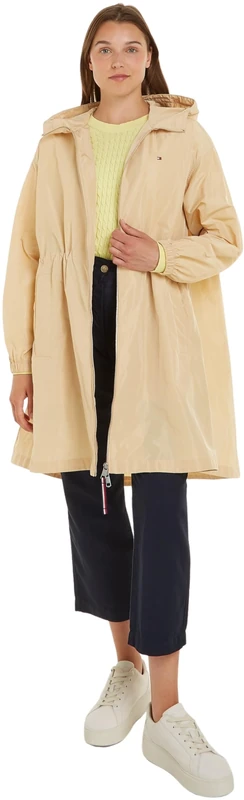 Tommy Hilfiger Women Parka Windbreaker Water Repellent, Beige (Harvest Wheat), L