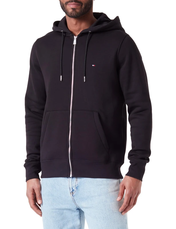 Tommy Hilfiger Men's CLASSIC FLAG ZIP THROUGH HOODY Black S
