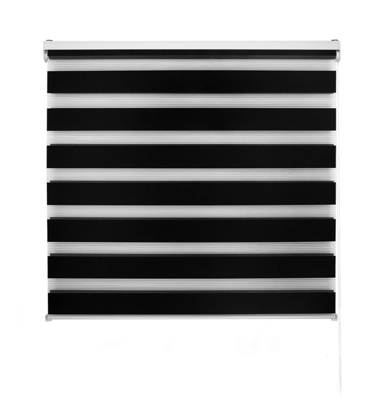 Decorblind | Double Layer Roller Blind Night and Day – Wall or Ceiling Installation, 140 x 180 cm Width x Length, Fabric 137 x 175 cm – Black, For Window