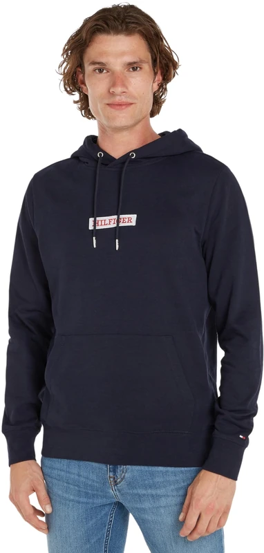 Tommy Hilfiger Men's Monotype Box Hoody Mw0mw34379 Hoodies, Blue (Desert Sky), S