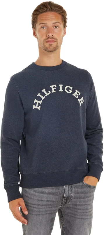 Tommy Hilfiger Men's HILFIGER ARCHED HTR SWEATSHIRT Desert Sky Heather S