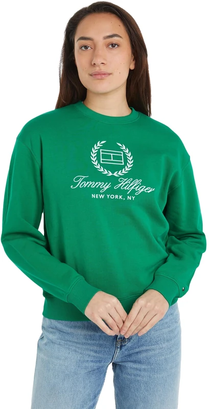 Tommy Hilfiger Women Sweatshirt without Hood, Green (Olympic Green), 3XL