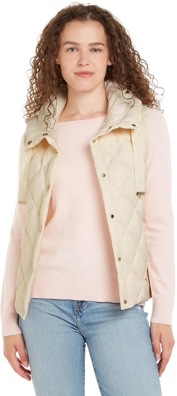 Tommy Hilfiger Women's Classic Lw Down Quilted Vest Ww0ww42463 Vests, Beige (Calico), L