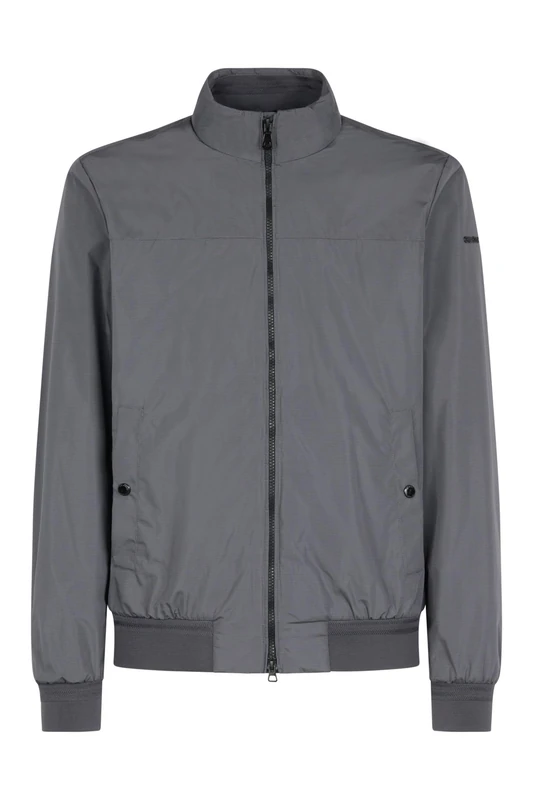 Geox Men's M Vincit Bomber Jacket, Smoked Pearl/Black, 46