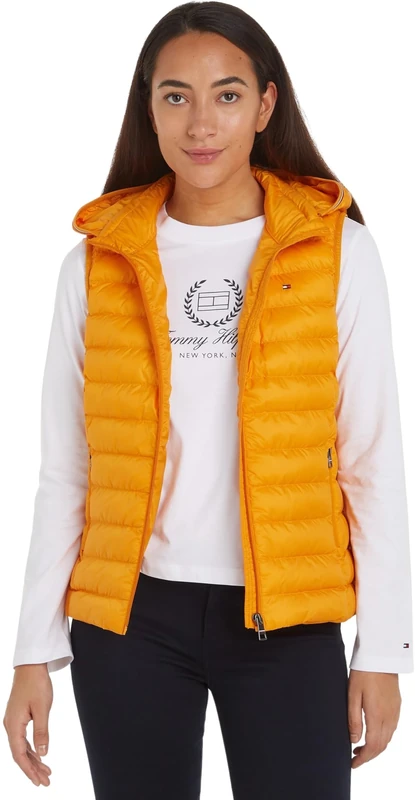 Tommy Hilfiger Women Vest Padded Global Stripe, Orange (Rich Ochre), XS