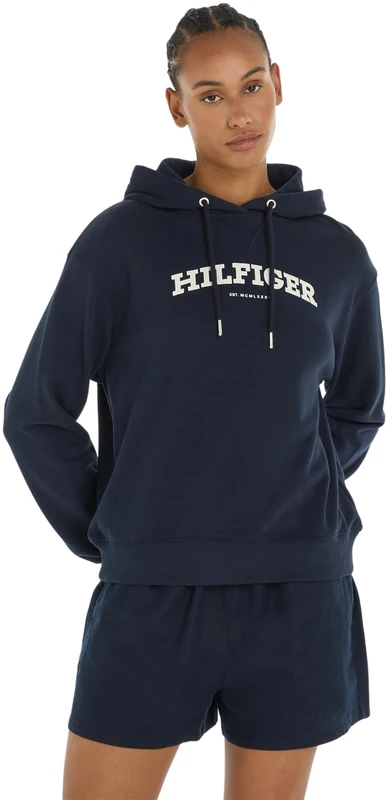 Tommy Hilfiger Women's REG MONOTYPE FLOCK HOODIE Desert Sky XS