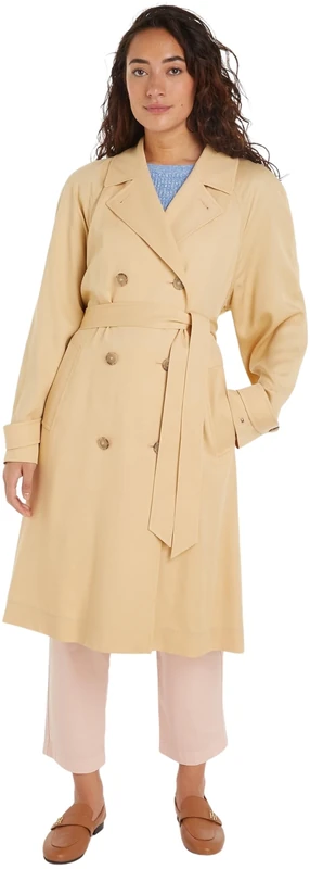 Tommy Hilfiger Women's CRV TENCEL BLEND FLUID TRENCH Harvest Wheat 48