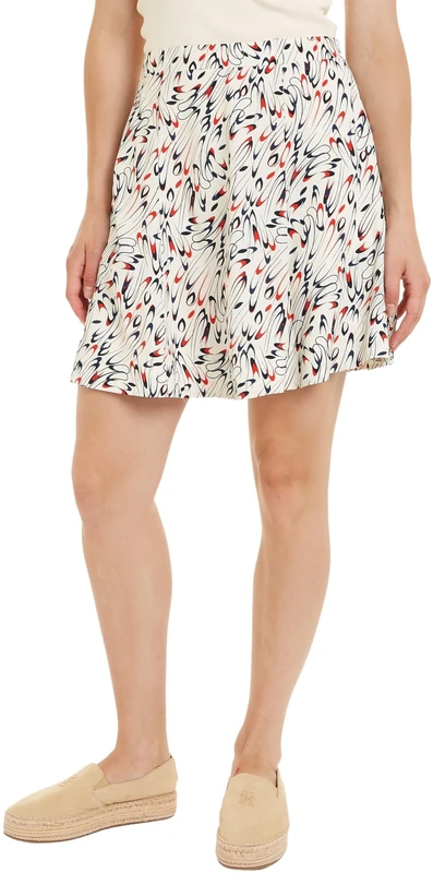 Tommy Hilfiger Women's Small Ribbon Short Skirt Small Ribbon Print/Ecru 38