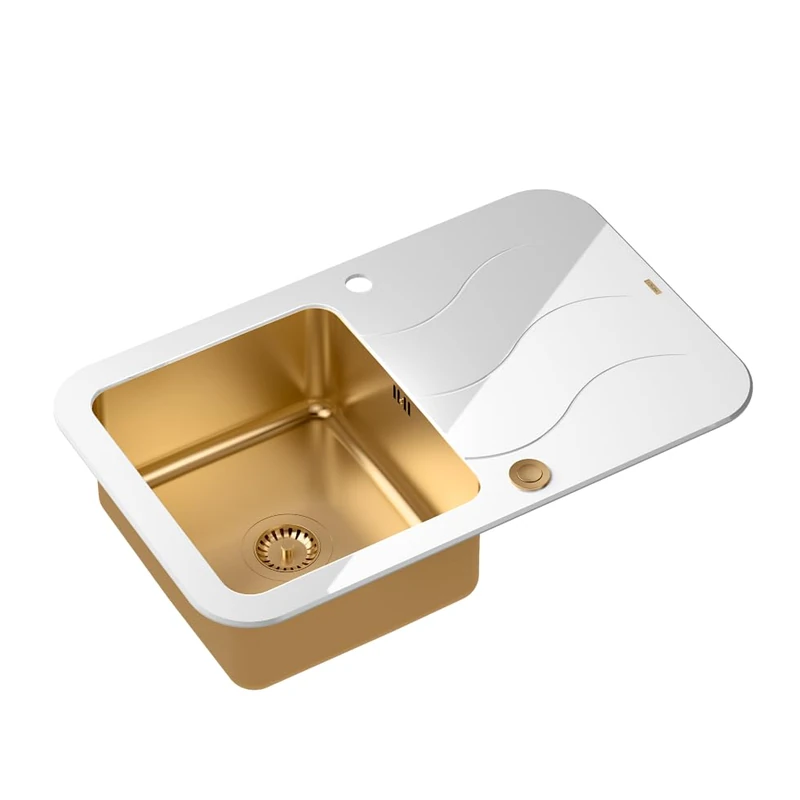 Quadron Glen 211 Glass Kitchen Sink - 78 x 50 x 19 cm Copper