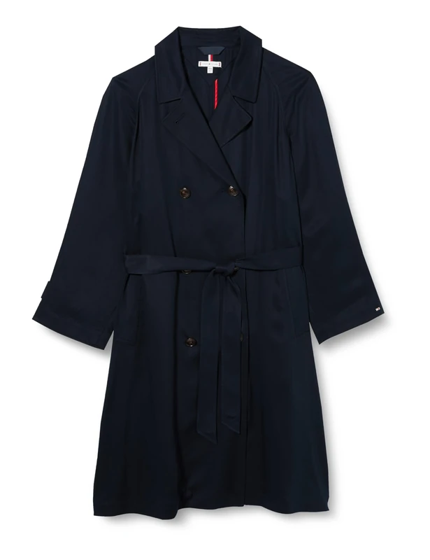 Tommy Hilfiger Women's CRV Tencel Blend Fluid Trench, Desert Sky, 46