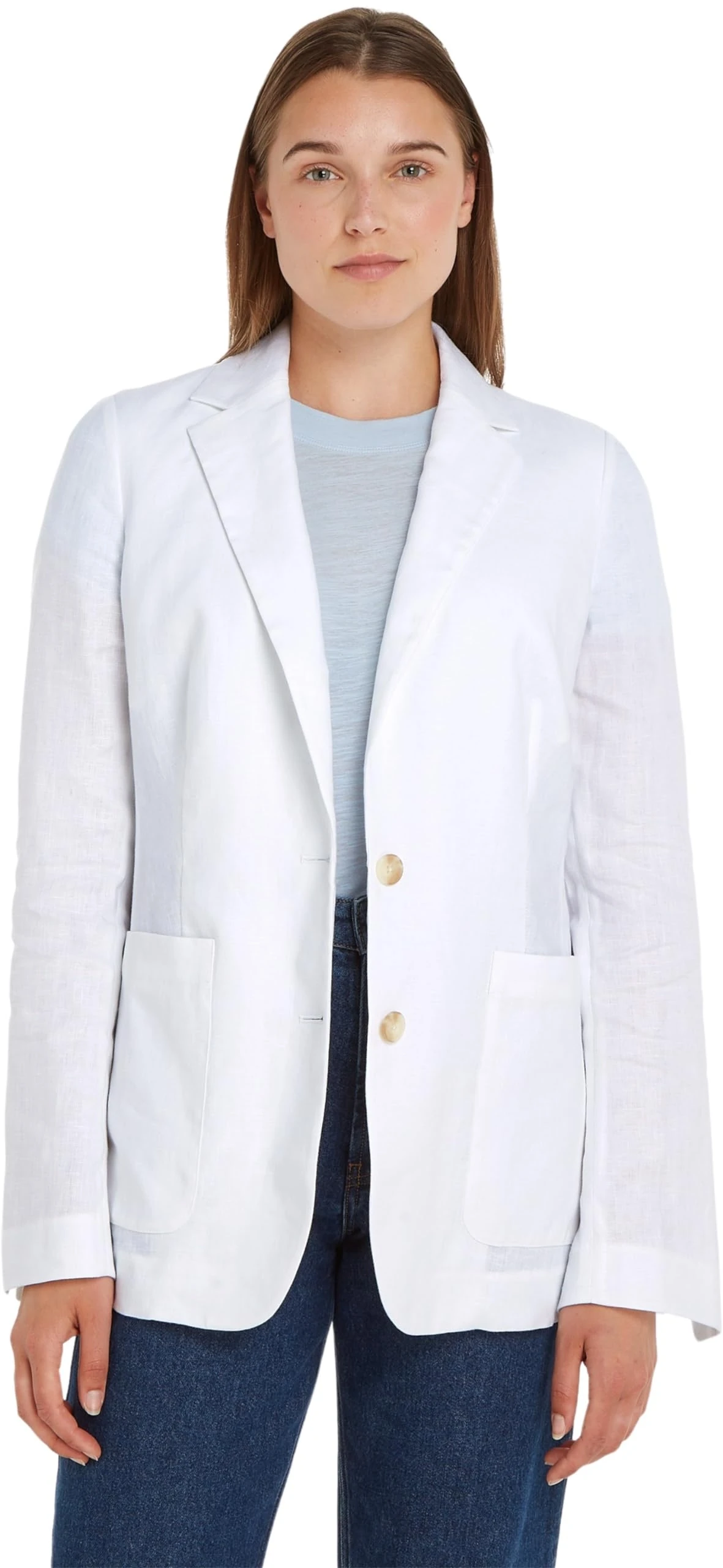 Tommy Hilfiger Women's Casual Linen Regular SB Blazer Th Optic White 34